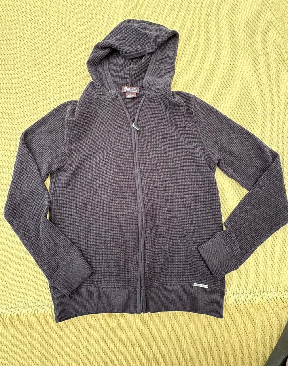 Michael Michael Kors Waffle Knit Zip Hoodie Size S Charcoal Grey
